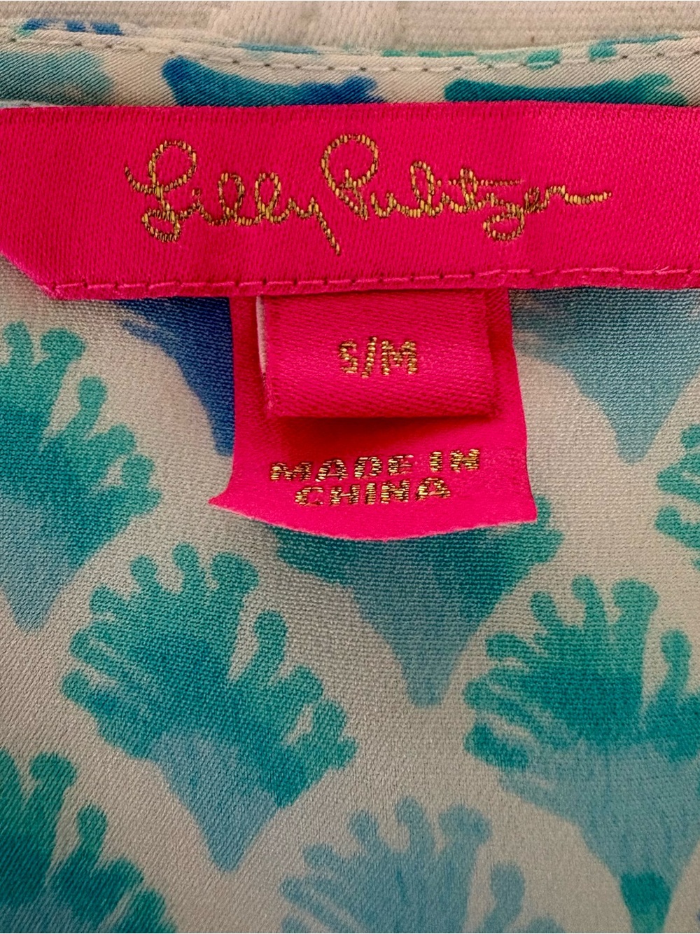 Lilly Pulitzer Pink Label Aqua Teal Shell Print Top